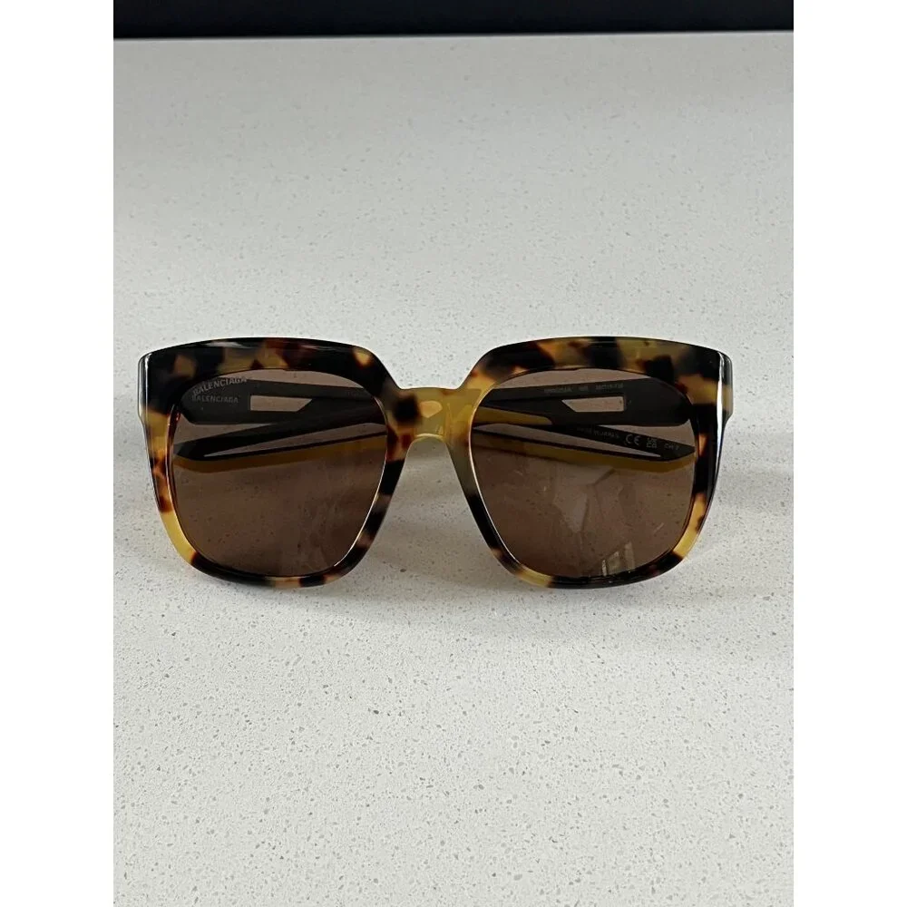 BALENCIAGA Core 54MM tortoiseshell brown Square Sunglasses
